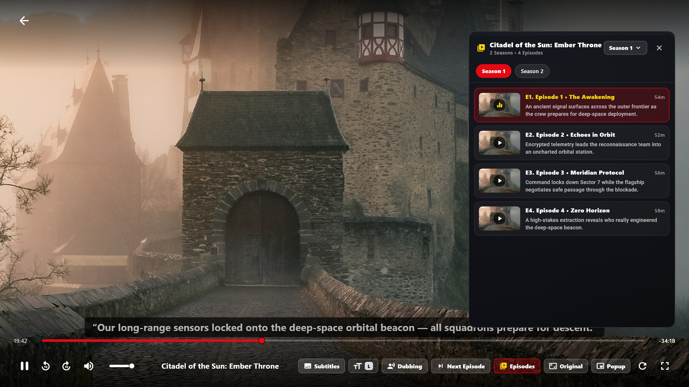 Subtitles, Dubbing & Next Episode Controls in Series Playback