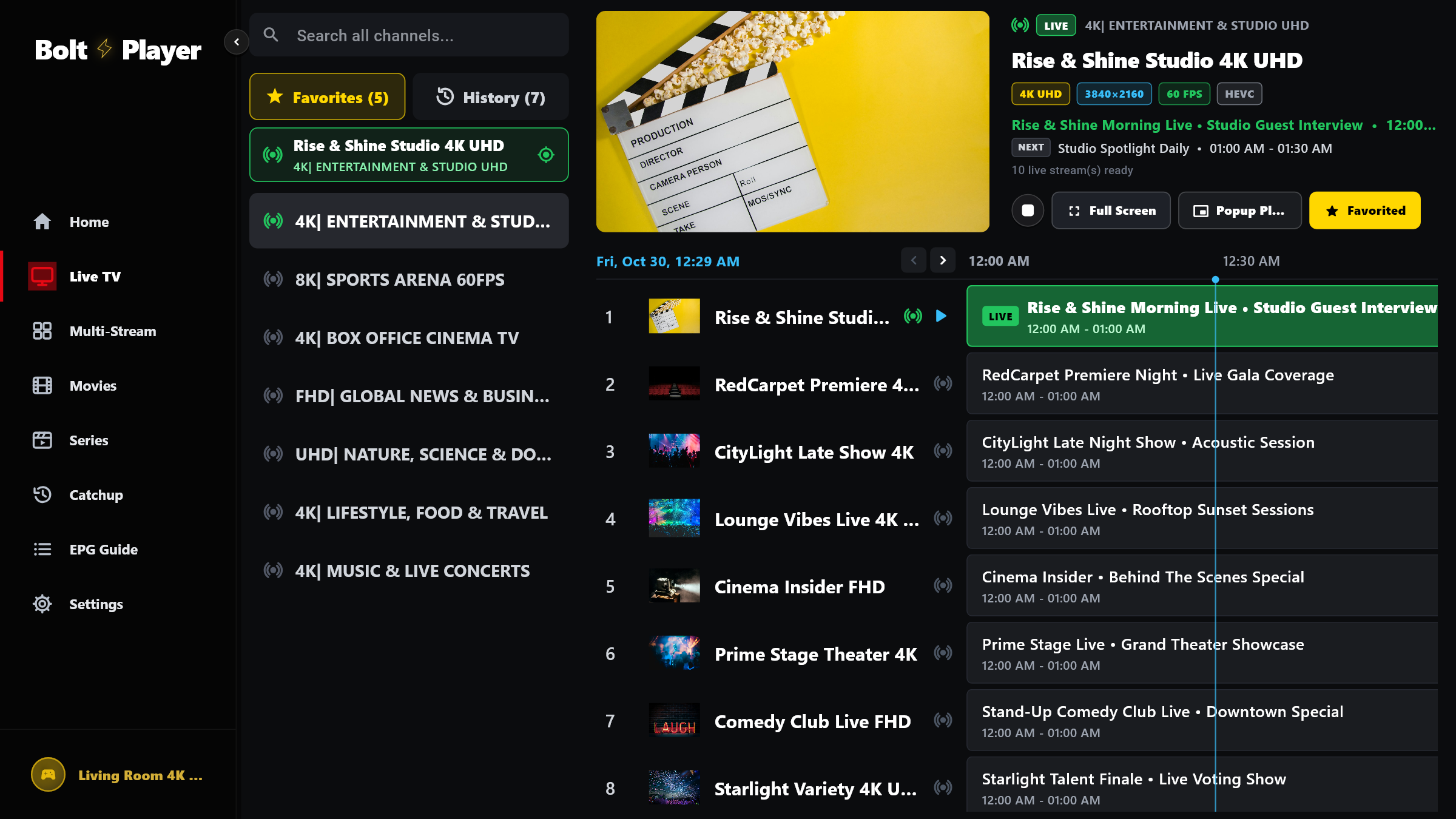 Docked 16:9 Live Preview & EPG Grid