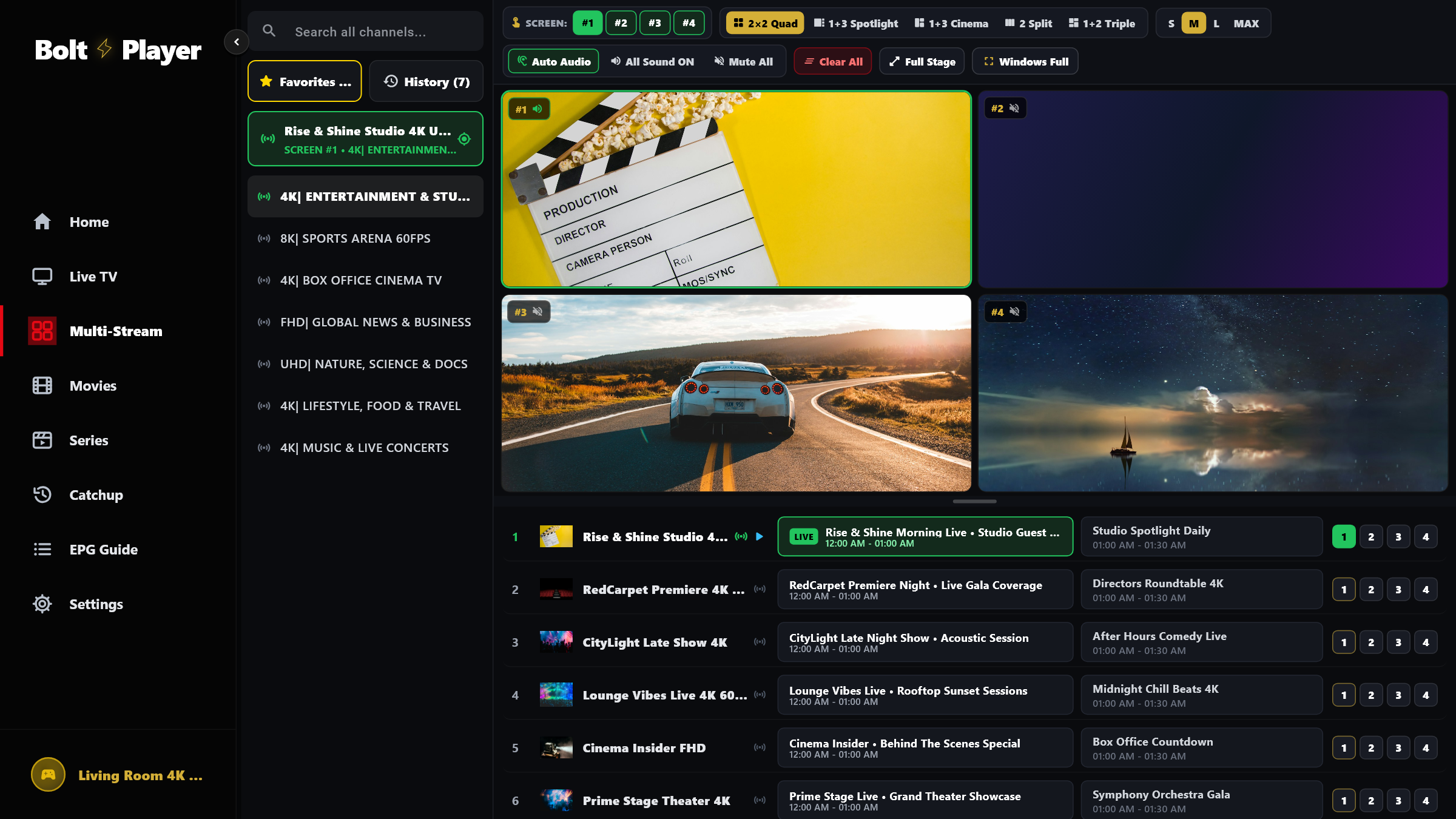 4-Screen Multiview (2×2 Quad View)